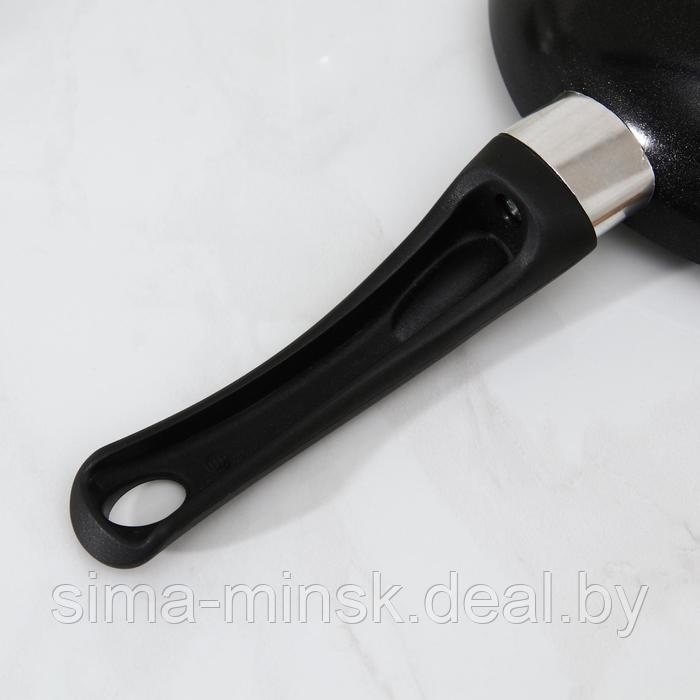 Сковорода Lite, d=18 см, пластиковая ручка, стеклянная крышка, антипригарное покрытие, цвет чёрный - фото 5 - id-p206431114