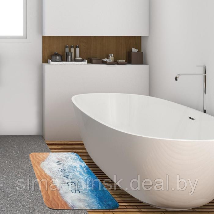Коврик для ванной Этель "Waves", 80х50 см, велюр - фото 1 - id-p206436834