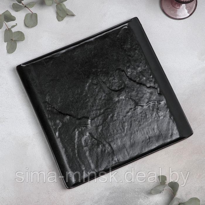 Блюдо фарфоровое для подачи Magistro "Pietra lunare", 27,5×2 см, цвет чёрный - фото 1 - id-p206432057