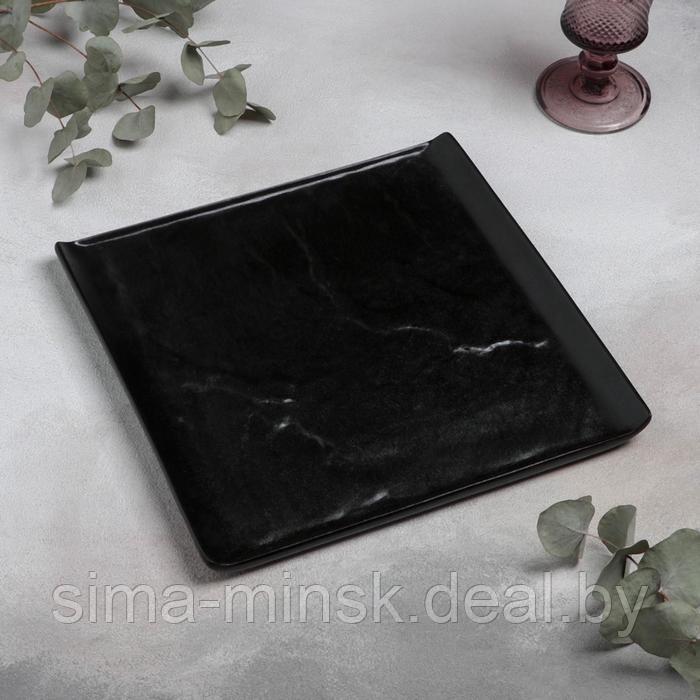 Блюдо фарфоровое для подачи Magistro "Pietra lunare", 27,5×2 см, цвет чёрный - фото 2 - id-p206432057