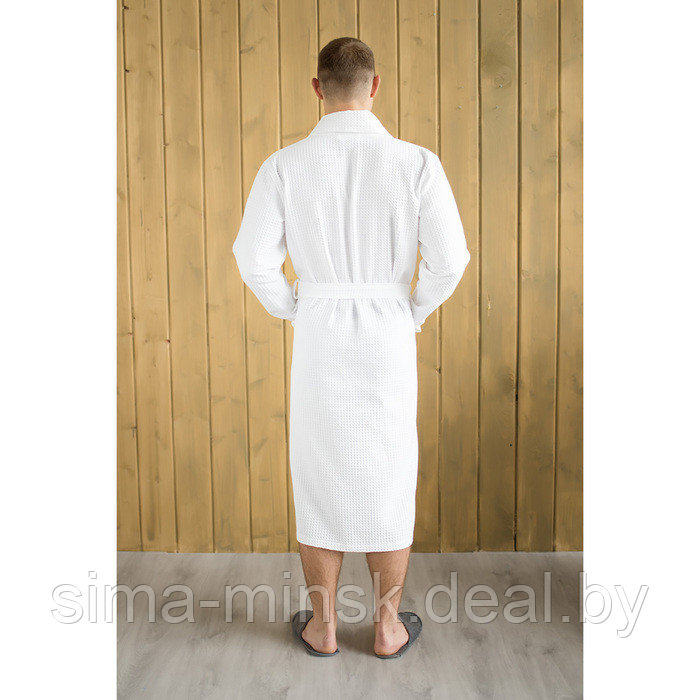 Халат мужской, шалька, размер 50, цвет белый, вафля - фото 3 - id-p206436356