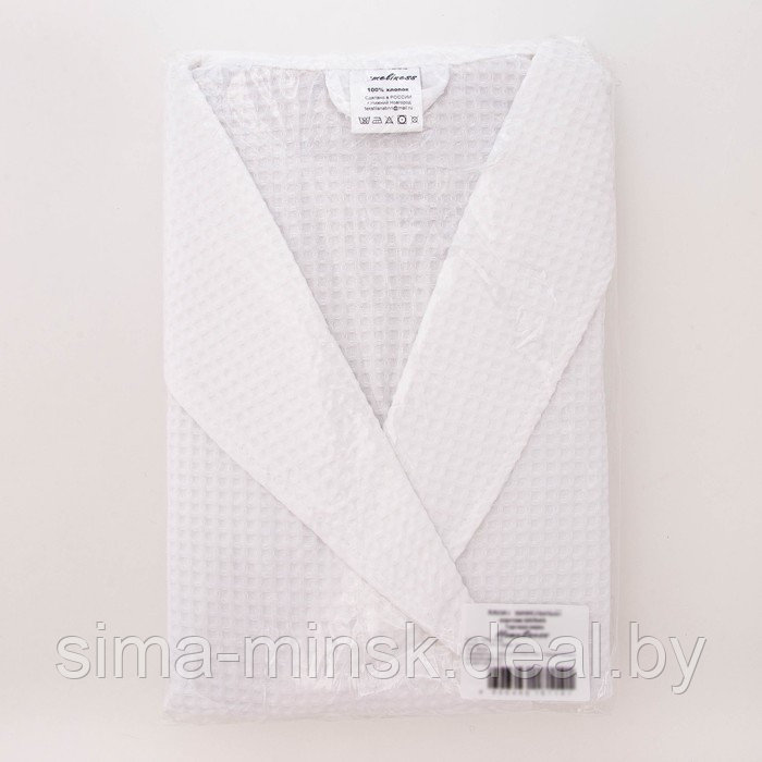 Халат мужской, шалька, размер 50, цвет белый, вафля - фото 5 - id-p206436356