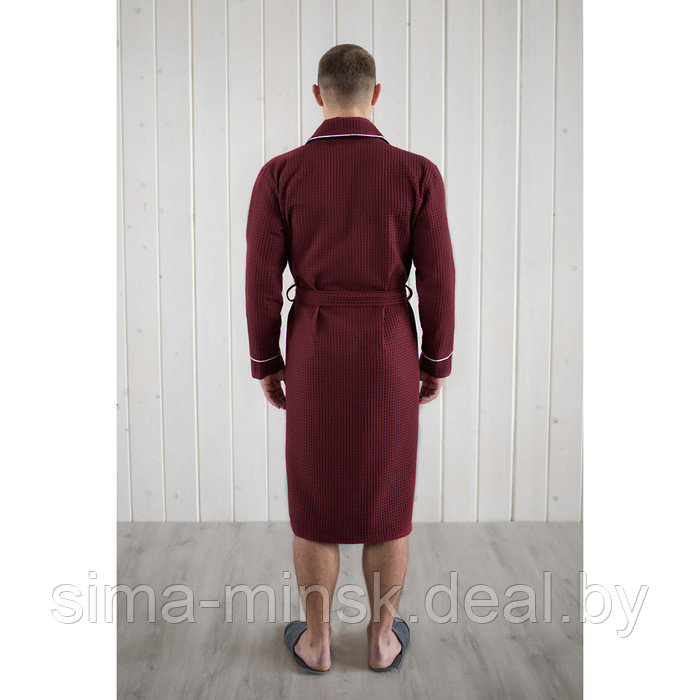 Халат мужской, шалька+кант, размер 48, цвет кирпичный, вафля - фото 3 - id-p206436386