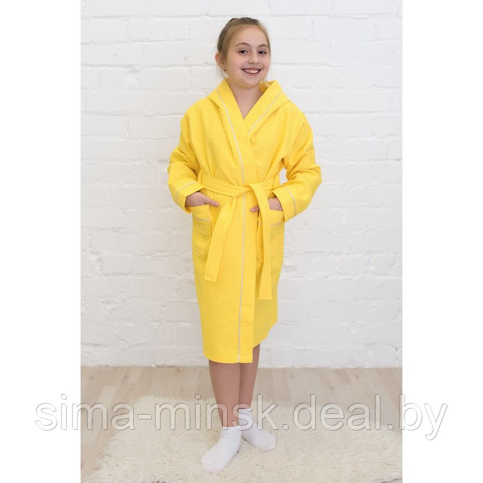 Халат для девочки, рост 152 см, лимонный, вафля - фото 1 - id-p206435825