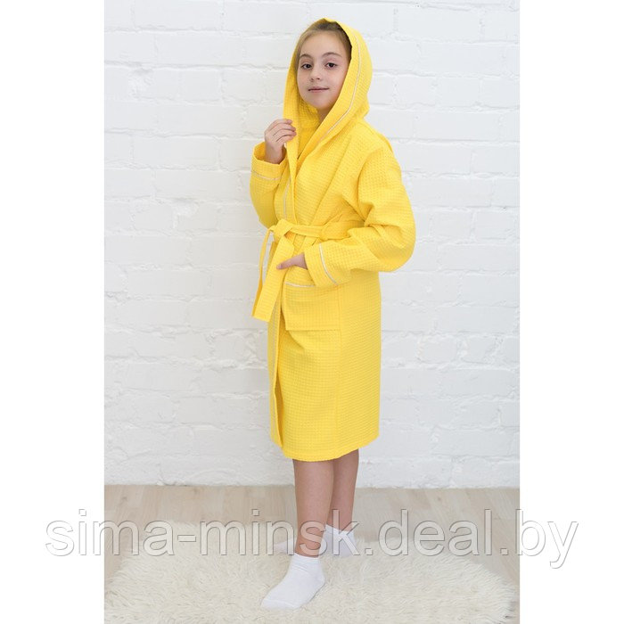 Халат для девочки, рост 152 см, лимонный, вафля - фото 3 - id-p206435825