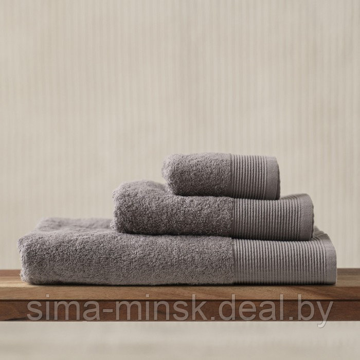 Полотенце махровое «Плейн», размер 50х90 см, цвет тёмно-серый - фото 1 - id-p206437213