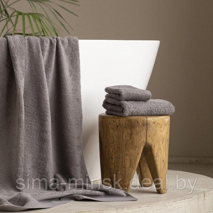 Полотенце махровое «Плейн», размер 50х90 см, цвет тёмно-серый - фото 2 - id-p206437213