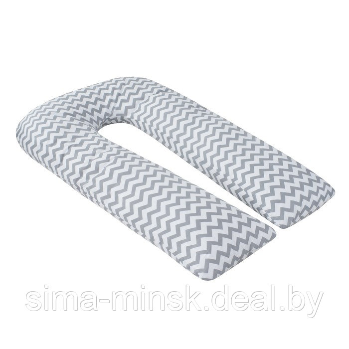Наволочка к U-образной подушки для беременных, размер 34×170 см, зигзаг серый - фото 1 - id-p206450191