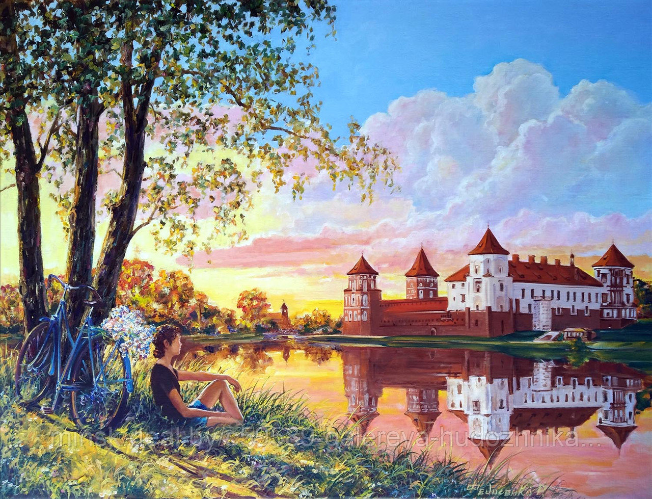 Катина "Мирский замок" пейзаж маслом, - фото 1 - id-p206454705