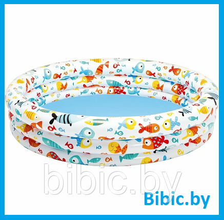 Детский надувной бассейн Рыбки круглый, интекс intex 59431NP плавательный для купания детей малышей от 2 лет
