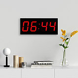 Часы электронные настенные "Соломон", таймер, секундомер, 26 х 4.5 х 60 см, красные цифры, фото 2