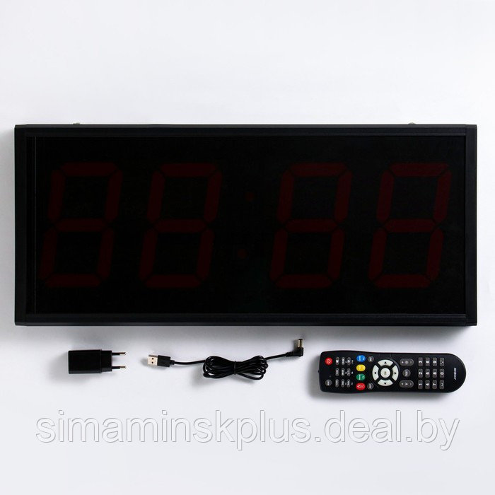 Часы электронные настенные "Соломон", таймер, секундомер, 26 х 4.5 х 60 см, красные цифры - фото 4 - id-p206455838