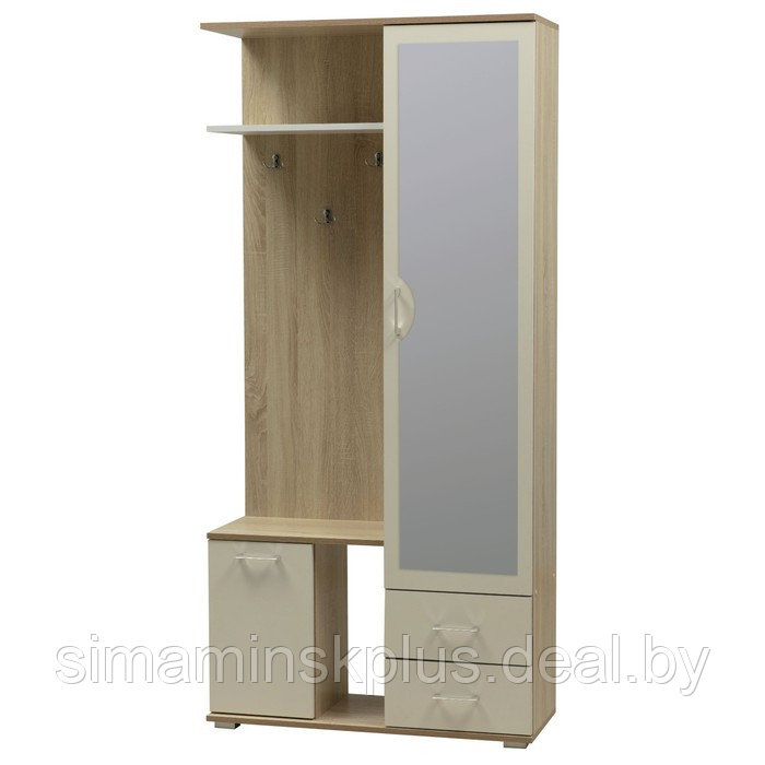 Шкаф комбинированный «Кармен 1», 900×350×1900 мм, зеркало, цвет дуб сонома / белый - фото 2 - id-p206457147