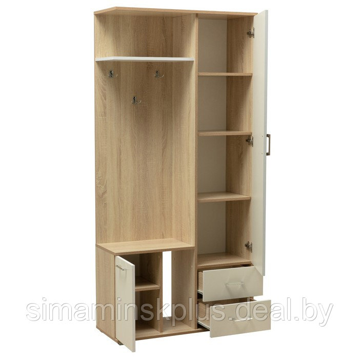 Шкаф комбинированный «Кармен 1», 900×350×1900 мм, зеркало, цвет дуб сонома / белый - фото 5 - id-p206457147