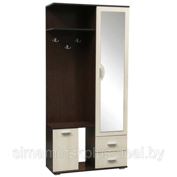 Шкаф комбинированный «Кармен 1», 900×350×1900 мм, зеркало, цвет венге / вудлайн кремовый - фото 1 - id-p206457149