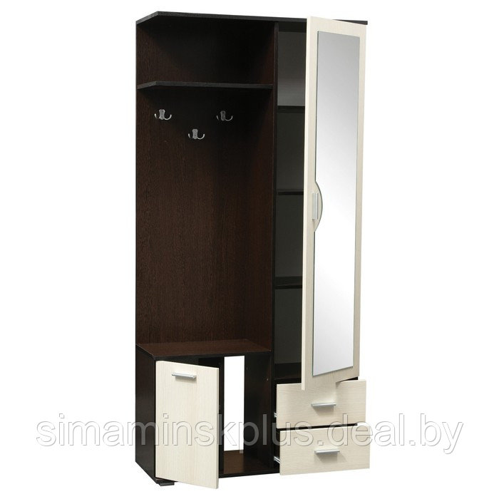 Шкаф комбинированный «Кармен 1», 900×350×1900 мм, зеркало, цвет венге / вудлайн кремовый - фото 2 - id-p206457149
