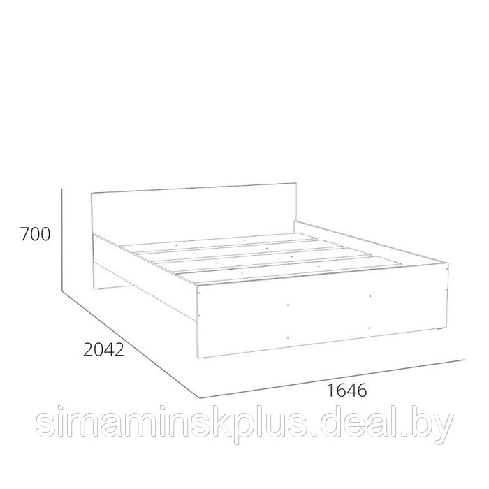 Кровать двуспальная Симпл с/м 1600*2000, 2042х1646х700, Белый - фото 4 - id-p206457180