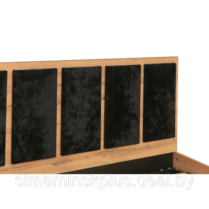 Кровать «Либерти» 51.18, 1400×2000 мм, цвет дуб вотан / чёрный / велюр монако чёрный - фото 3 - id-p206457193