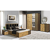 Кровать «Либерти» 51.18, 1400×2000 мм, цвет дуб вотан / чёрный / велюр монако чёрный, фото 5