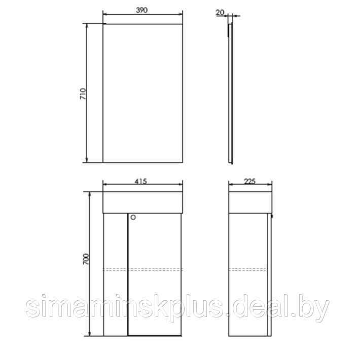 Зеркало Comforty «Асти-40», 390х710 мм, бетон светлый - фото 2 - id-p206456313