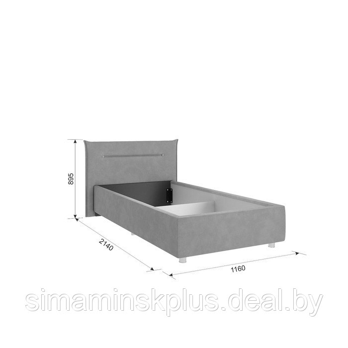 Кровать Альба с орт. основанием 900х2000 графит (велюр) - фото 2 - id-p206457233