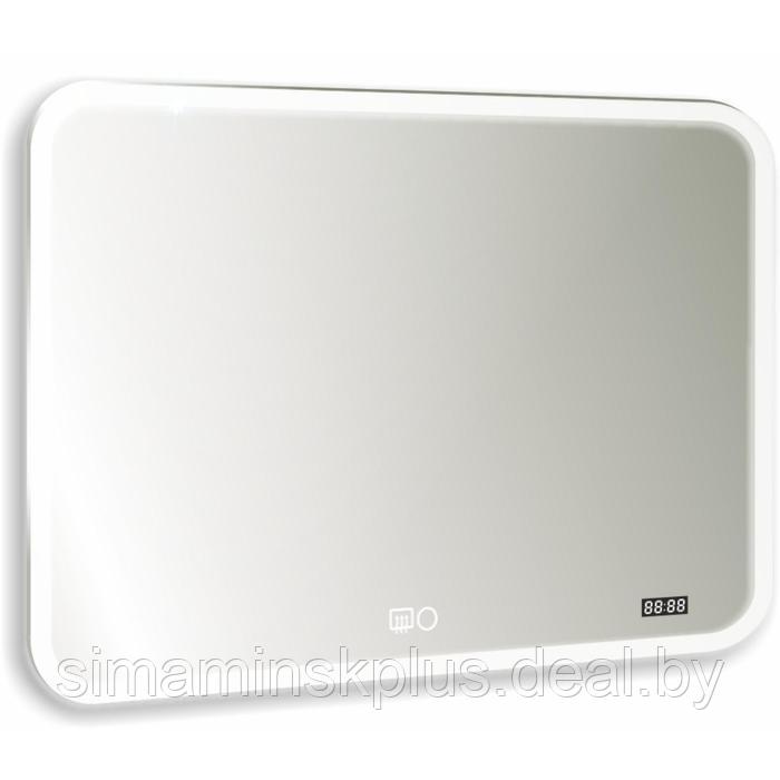 Зеркало с LED подсветкой «Ева» 800х680 мм, подогрев, часы, сенсорный выключатель, диммер - фото 2 - id-p206456346
