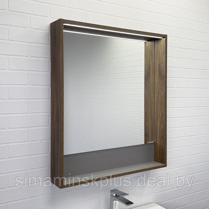 Зеркало-короб Comforty «Томари-70», дуб темно-коричневый, с подсветкой - фото 1 - id-p206456350