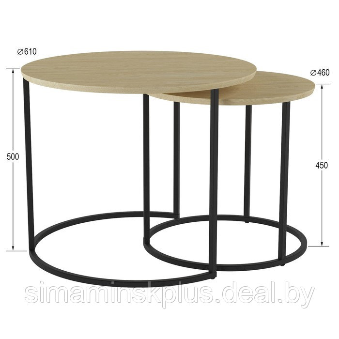 Комплект из двух журнальных столов «Лесли», 810×610×500 мм, цвет дуб янтарный / чёрный - фото 2 - id-p206456704