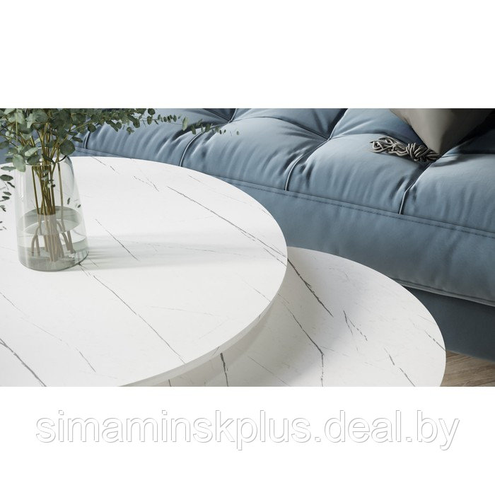 Комплект из двух журнальных столов «Лесли», 810×610×500 мм, цвет белый мрамор / титан - фото 6 - id-p206456705