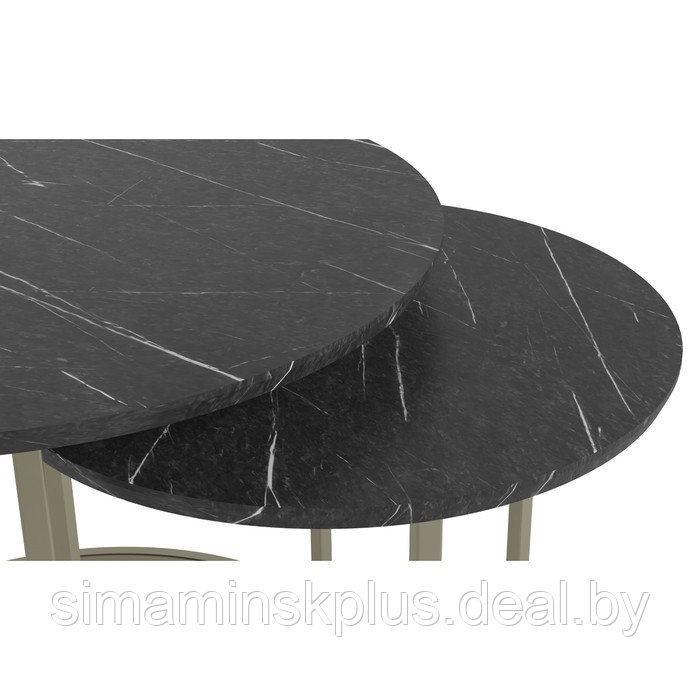 Комплект из двух журнальных столов «Лесли», 810×610×500 мм, цвет чёрный мрамор / титан - фото 3 - id-p206456706