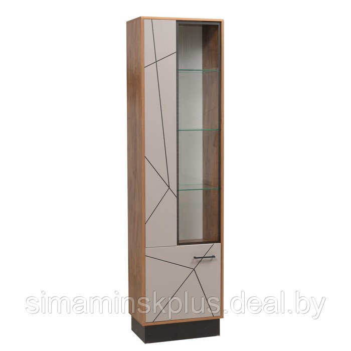Шкаф-пенал «Гамма» 54.01, 554×360×2075 мм, стекло, левый, цвет таксония / чёрный / грей - фото 1 - id-p206457524