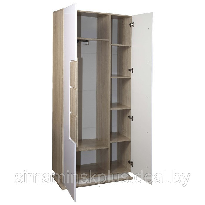 Шкаф для одежды «Дора» 30.01-02, 900×434×1964 мм, цвет дуб сонома / белый глянец - фото 2 - id-p206457558