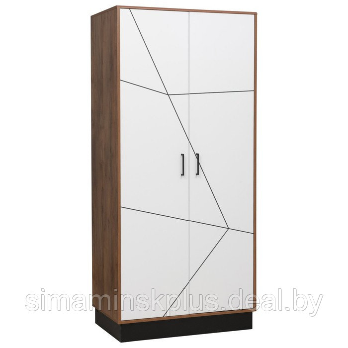 Шкаф 2-х дверный для одежды «Гамма» 54.03, 954×565×2075 мм, таксония / чёрный / ПВХ белый - фото 1 - id-p206457559