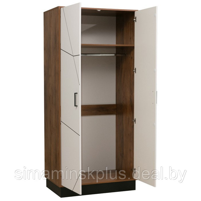 Шкаф 2-х дверный для одежды «Гамма» 54.03, 954×565×2075 мм, таксония / чёрный / ПВХ белый - фото 2 - id-p206457559