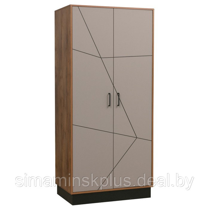 Шкаф 2-х дверный для одежды «Гамма» 54.03, 954×565×2075 мм, таксония / чёрный / ПВХ грей - фото 1 - id-p206457560