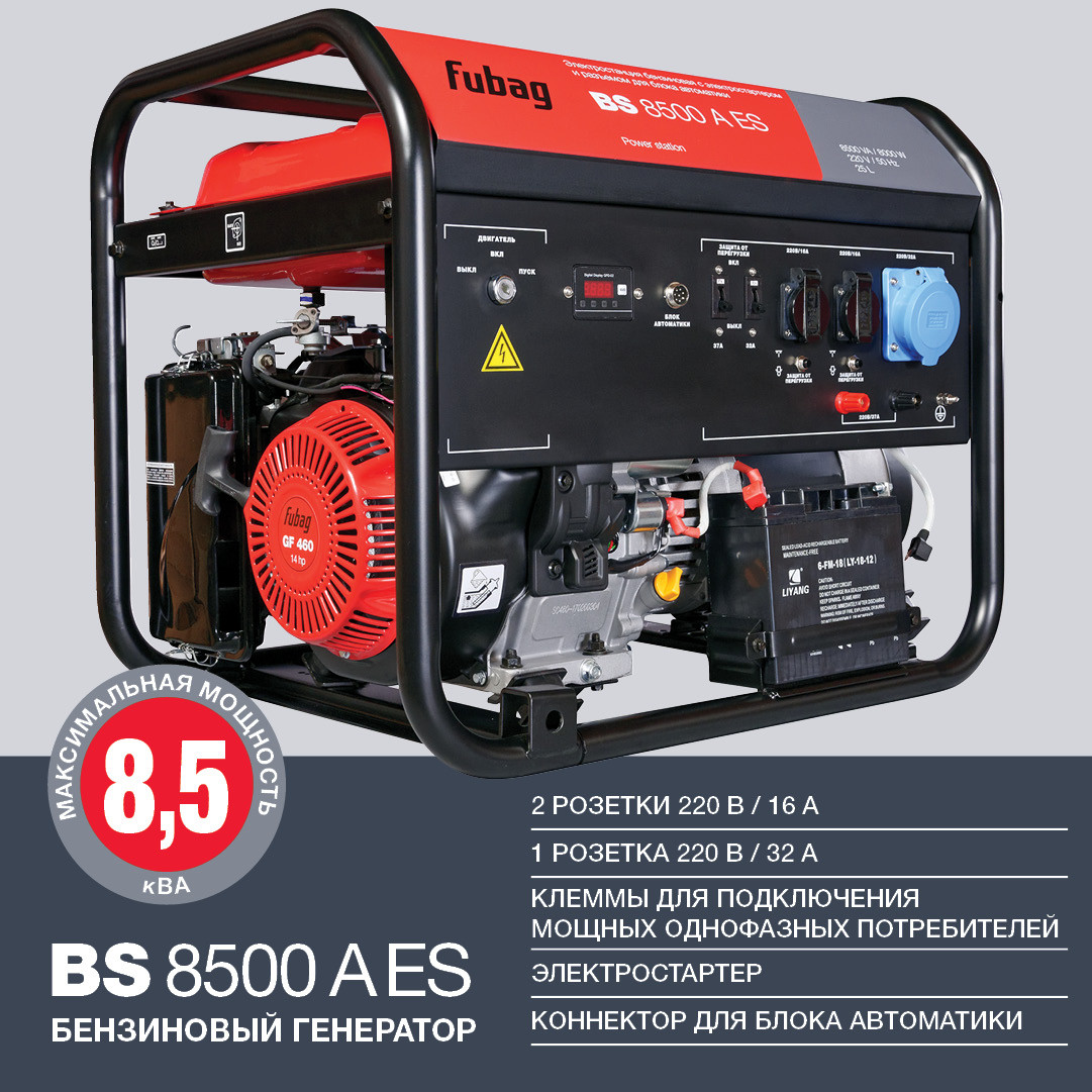 Генератор бензиновый FUBAG BS 8500 A ES с электростартером и коннектором автоматики - фото 4 - id-p206461568