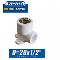 Угол с внутренней резьбой и креплением d20x1/2" Wavin Ekoplastik