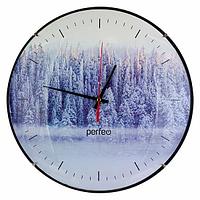Часы настенные Perfeo PF-WC-006, круглые д. 30 см, без корпуса/Зимний лес циферблат