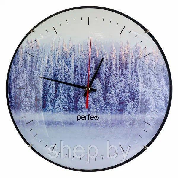 Часы настенные Perfeo PF-WC-006, круглые д. 30 см, без корпуса/Зимний лес циферблат - фото 1 - id-p206471285