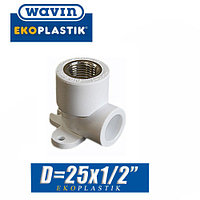 Угол с внутренней резьбой и креплением d25x1/2" Wavin Ekoplastik