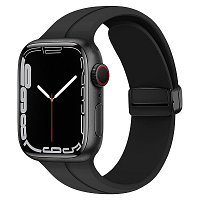 Силиконовый ремешок для часов с магнитной пряжкой черный для Apple Watch Series 49/45/44/42mm