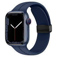 Силиконовый ремешок для часов с магнитной пряжкой синий для Apple Watch Series 49/45/44/42mm