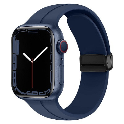 Силиконовый ремешок для часов с магнитной пряжкой синий для Apple Watch Series 49/45/44/42mm - фото 1 - id-p206472672