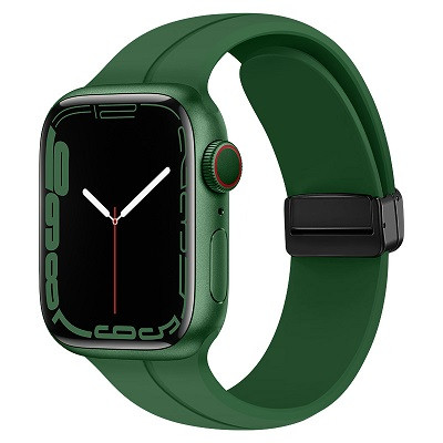 Силиконовый ремешок для часов с магнитной пряжкой темно-зеленый для Apple Watch Series 49/45/44/42mm - фото 1 - id-p206472673