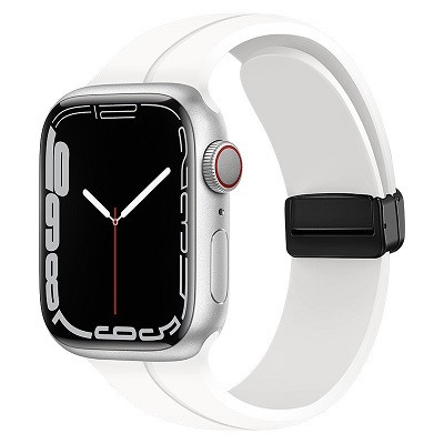 Силиконовый ремешок для часов с магнитной пряжкой белый для Apple Watch Series 49/45/44/42mm - фото 1 - id-p206472675