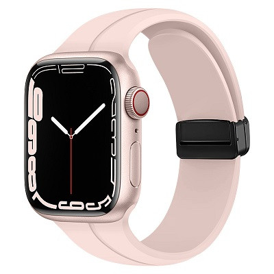 Силиконовый ремешок для часов с магнитной пряжкой светло-розовый для Apple Watch Series 49/45/44/42mm - фото 1 - id-p206472676