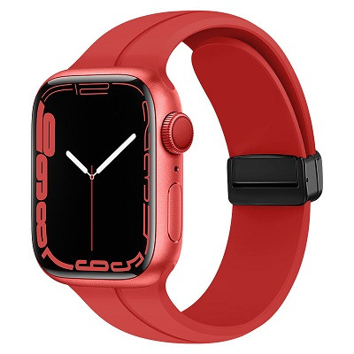 Силиконовый ремешок для часов с магнитной пряжкой красный для Apple Watch Series 49/45/44/42mm - фото 1 - id-p206472678