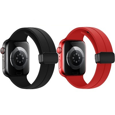 Силиконовый ремешок для часов с магнитной пряжкой красный для Apple Watch Series 49/45/44/42mm - фото 4 - id-p206472678