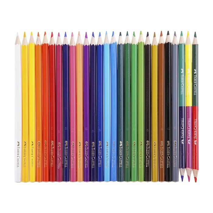 Карандаши 24 цветов Faber-Castell "Замок" шестигранные + 3 двухцветных карандаша + точилка - фото 2 - id-p206477994