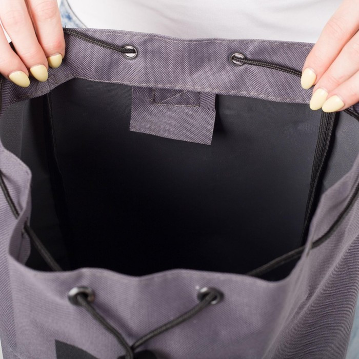 Рюкзак-торба молодёжный, отдел на стяжке шнурком, цвет чёрный/серый - фото 9 - id-p206478174